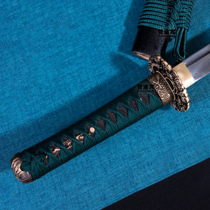 Japanese katana wakizashi dark green swords